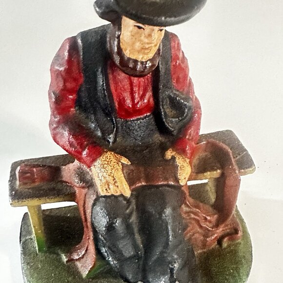VTG Cast Iron Bookends/Door Stop Amish Man Woman Pennsylvania Dutch Wilton Stamp - Picture 8 of 11